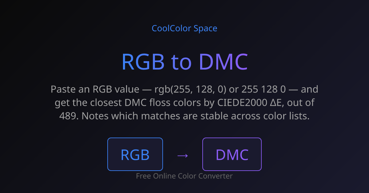 RGB to DMC — Convert RGB to DMC Thread Colors | CoolColor Space
